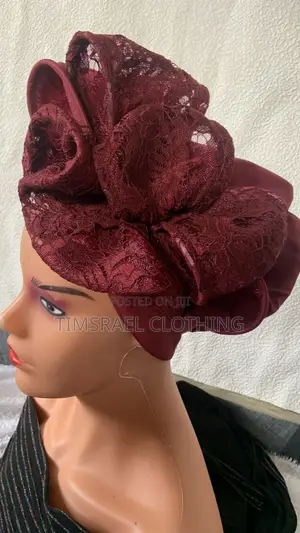 Beautiful Fully Lined Turban with Bow and Lace