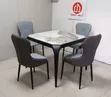 Homy Nice Luxury Marble Top Dining Table Set (4 Grey Leather Chairs) - 2