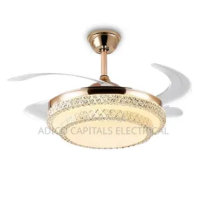 Fitilar Crystal Chandelier Mai Hasken LED da Fannin Juyawa