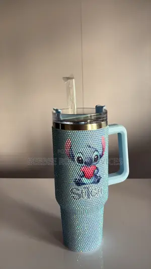 Blue Bedazzled Stanley Type Water Bottle