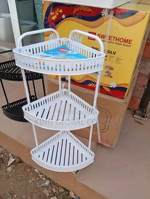 Brand New 3-Tier White Metal Standing Corner Shelf