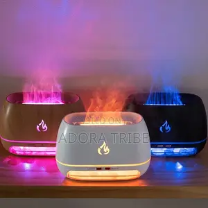 Wood Colour Flame Aromatherapy Humidifier Tare da Salt Rock