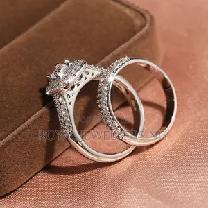Bridal Ring Set - Silver-Plated Rhinestone
