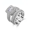 Bridal Ring Set - Silver-Plated Rhinestone - 2