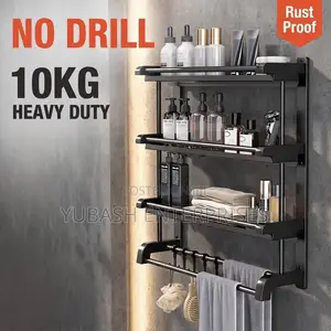 3-Layer No Drill Bathroom Rack - 10kg Heavy Duty - Baki Mai Tsayayyar Karfe