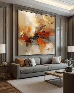 Luxury Abstract Canvas Artwork - Zinare, Orange Mai Kona, Rust