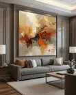 Luxury Abstract Canvas Artwork - Zinare, Orange Mai Kona, Rust - 1