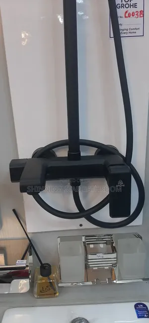 Heavy Gauge Black Shower Set with Rainfall