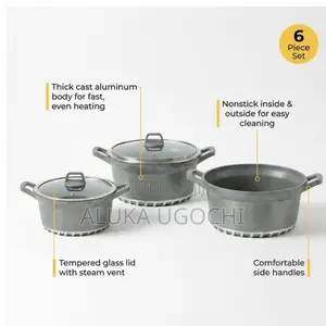 BROCOOK 6-Piece Non-Stick Cast Cookware Set (20-28cm)