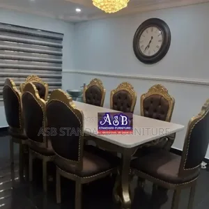 Home Interiors Dining Set - 8 Chairs, Marble Top