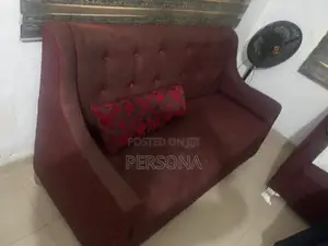 Used Burgundy Sofa Set with Armchair