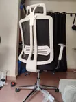 Home Interiors White Executive Chair and Adjustable Manual Table Set - 1