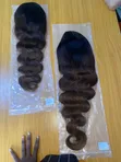 Human Hair Wigs - Curly, Black/Dark Brown/Gold - 2