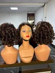 Human Hair Wigs - Curly, Black/Dark Brown/Gold - 5