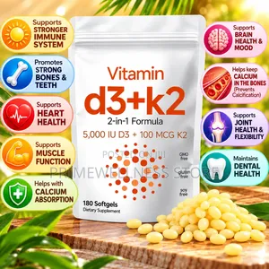 Vitamin D3 + K2 (5,000 IU D3 + 100 MCG K2) - 180 Softgels