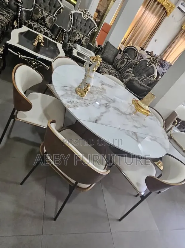 Home Interiors 6-Seater Round Dining Table Set - 1
