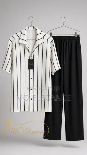 Men's Striped Shirt and Trouser Set