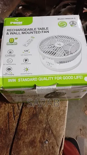 Iwin Rechargeable Table and Wall Mounted Fan