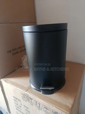 Modern Matte Black Stainless Steel Step Trash Can