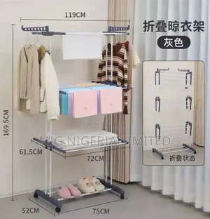 Standing Cloth Hanger with Wheels - Plastic