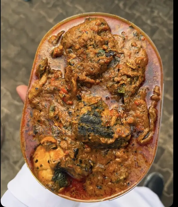 Banga Soup with Protein and Swallow - 1