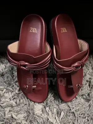 Zara Women's Leather Sandals - Wine, Size 38