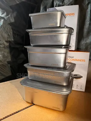 5PCs Bakin Karfe Abinci Akwati Set - Rufe Da Kyau