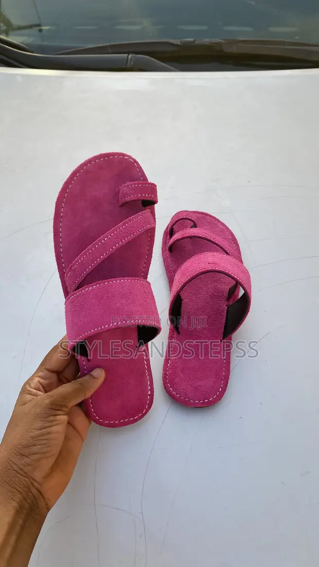 Sleek Suede Flat Slippers - Pink - 1