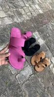 Sleek Suede Flat Slippers - Pink - 2