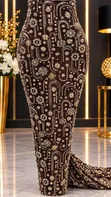 Splash Beaded Lace Fabric - 1