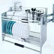 2 Tier Bakin Karfe Pull Down Plate Rack - 5