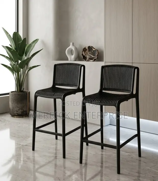 Black Counter High Bar Stools (Set of 2) - 1