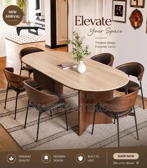 Standard Marble Top Dining Table with 6 Chairs
