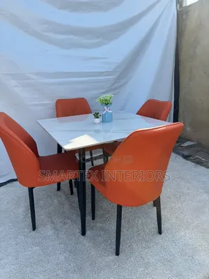 Brand New Square Marble Top Dining Set with 4 Chairs