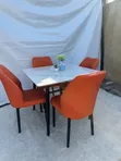Sabon Square Marble Top Dining Set Mai Kujeru 4 - 1