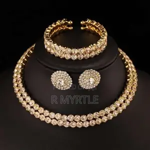 Fashion Jewelry Set - Gold-Plated Rhinestone Necklace