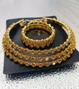 Fashion Jewelry Set - Gold-Plated Rhinestone Necklace - 4