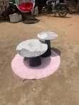 Teburin Tsakiya Mai Sama na Marble da Karfe - 1