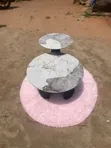 Teburin Tsakiya Mai Sama na Marble da Karfe - 2