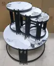 Home Interiors Cement Top Center Table with 3 Stools - 1