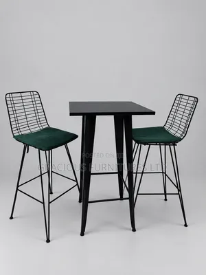 Modern 2-Seater Wire Bar Set - Kitchen Table & Stools