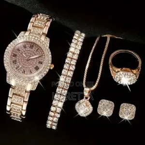 Binbond Rose Gold Women's Watch Set with Bracelet