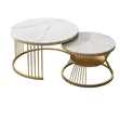 2-in-1 Luxury Center Table - White Marble - 2