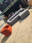 Grey L-Shaped Bubble Sofa with Single Seater - 1