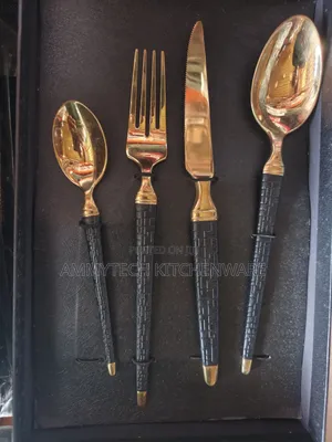 4pcs Thick Black Cutlery Set