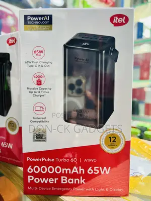 Itel Piwer Pilse Turbo 60000mAh 65W Power Bank for Laptops
