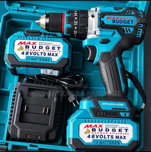 Max Budget 48V Brushless Cordless Drill - 2 Batteries & Case