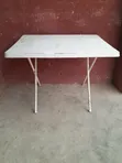 Foldable White Plastic Top Table with Metal Legs - 3