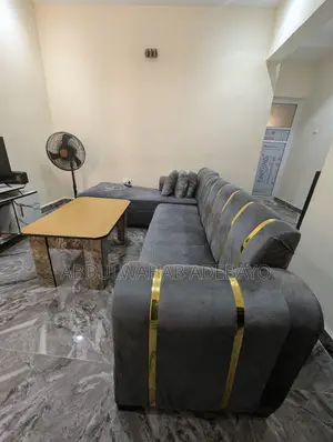 L-Shape Sofa Chair, Center Table & TV Stand Set