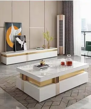 Babban Center Table da TV Console na Marmar